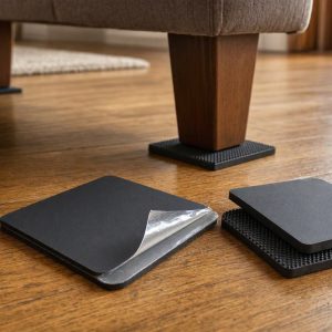 Anti Skid Furniture Grippers Self Adhesive Rubber Pads for Sofas Beds Hardwood Floors Protection Square Shape