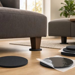 Self Adhesive Furniture Non Slip Pads Premium Rubber Floor Protectors for Sectional Sofa Bed Couch Black