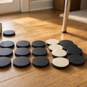Heavy Duty Furniture Stoppers Non Slip Rubber Pads for Hardwood Floors Universal Fit Self Adhesive 16 Pcs