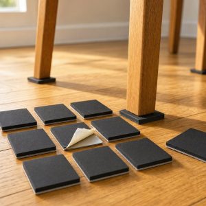 Self Adhesive Furniture Grippers Heavy Duty Rubber Pads Prevent Sliding on Hardwood Floors Square 8 Pcs