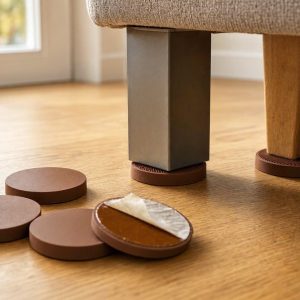 Durable Rubber Furniture Stoppers Anti Skid Pads Self Adhesive Floor Protectors for Beds Sofas Brown Color