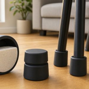 Round Furniture Feet Covers Silicone Chair Leg Caps Integrated Felt Pads Smooth Sliding Floor Savers Black
