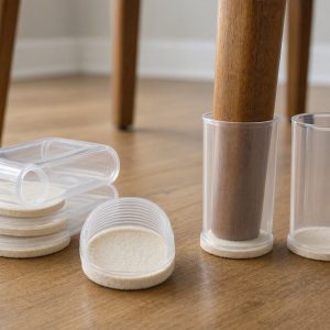 Universal Fit Chair Leg Protectors Felt Bottom Furniture Cups Easy Wrap Elastic Silicone Pads Clear Color